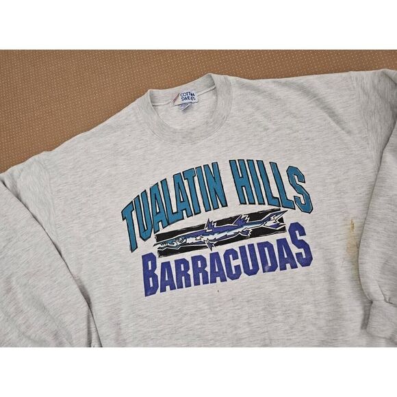 Vintage 80s 90 Jerzees TUALATIN Hills BARRACUDAS Sweatshirt Size Large USA - Picture 4 of 16